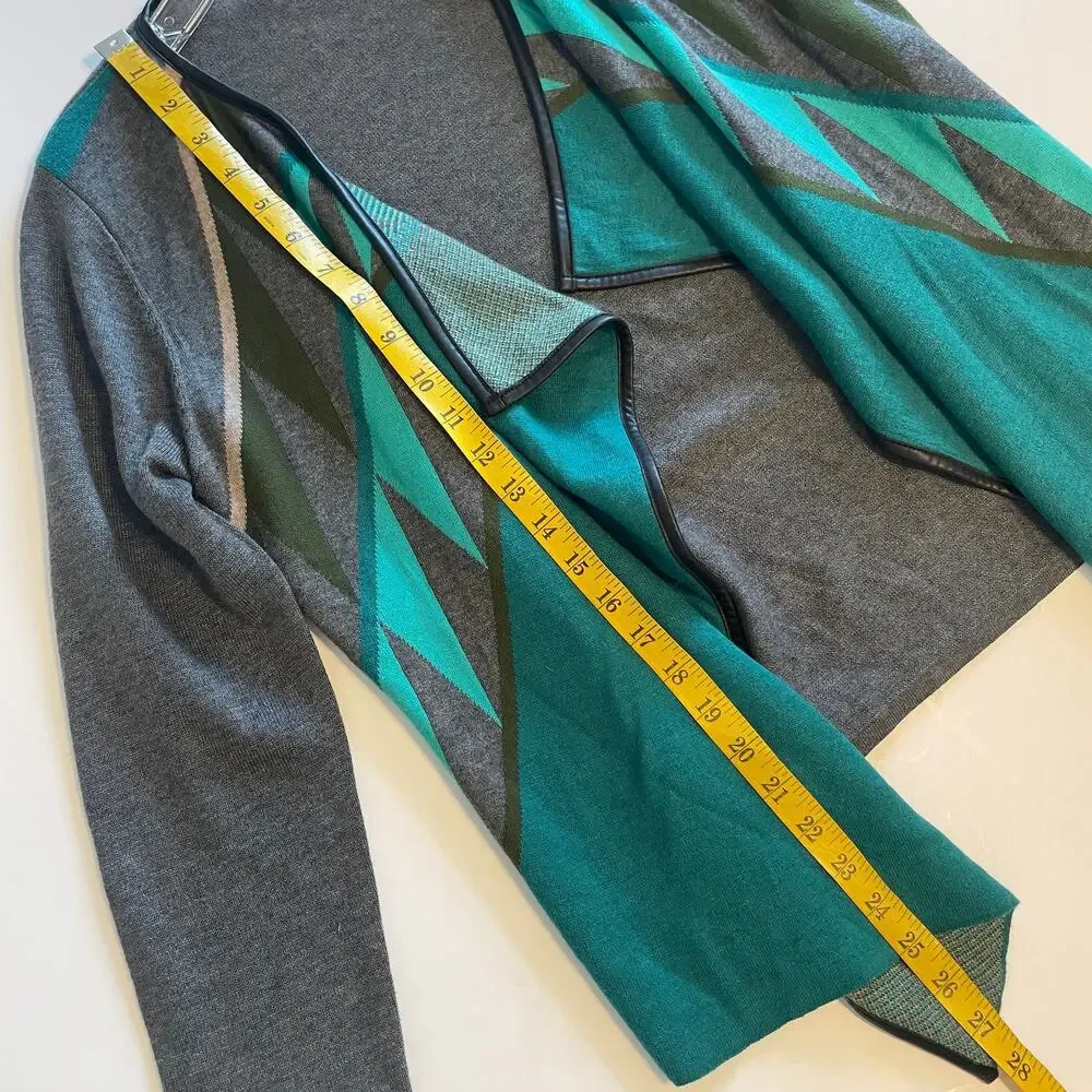 Alberto Makali Wool Blend Open Cardigan Women's Size Medium Green Gray Drapey - Picture 7 of 7